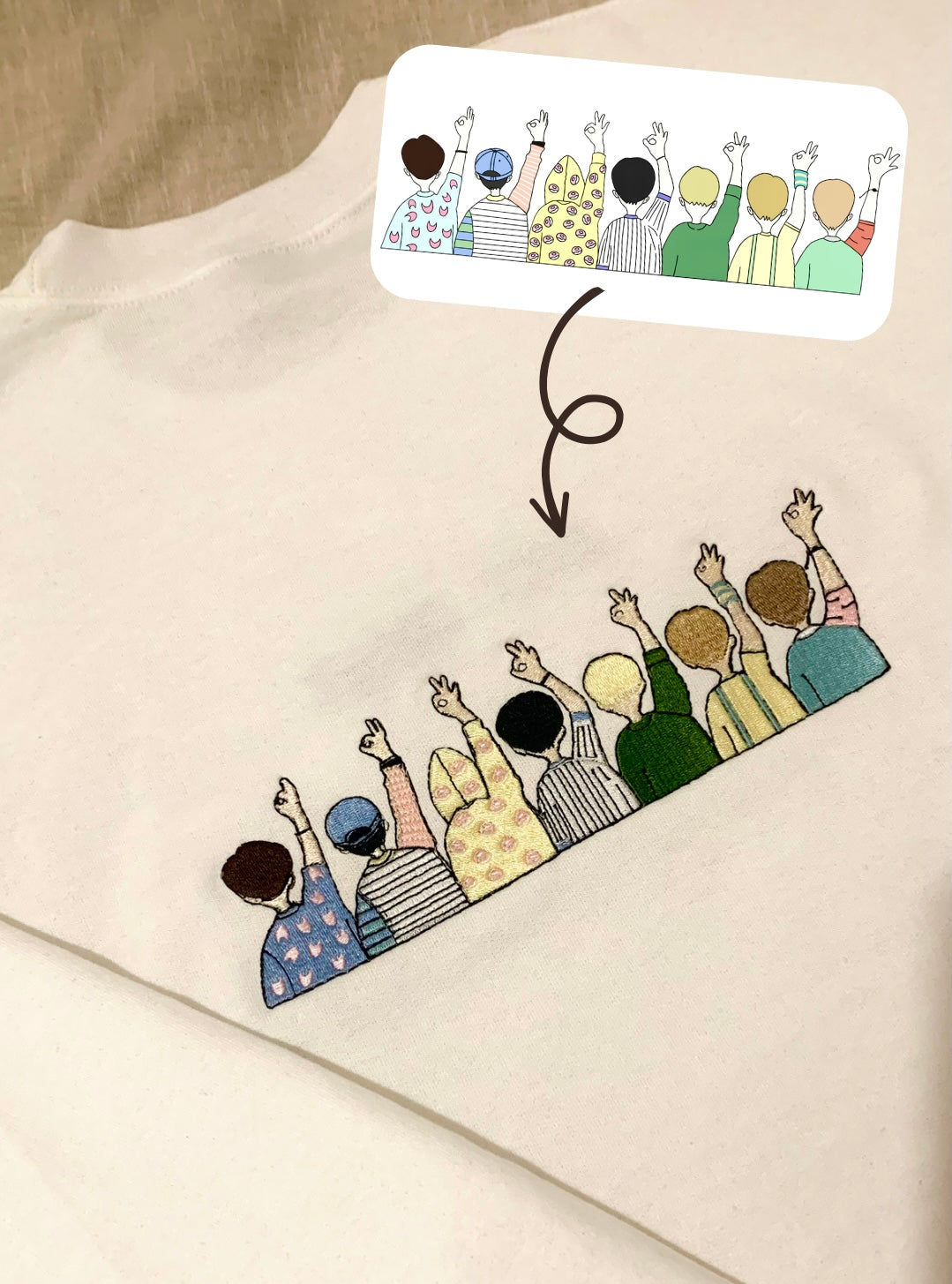 GOT7 JUST RIGHT SWEATSHIRT MIT CARTOON-BESTICKUNG