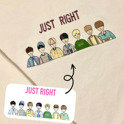 GOT7 JUST RIGHT SWEATSHIRT MIT CARTOON-BESTICKUNG